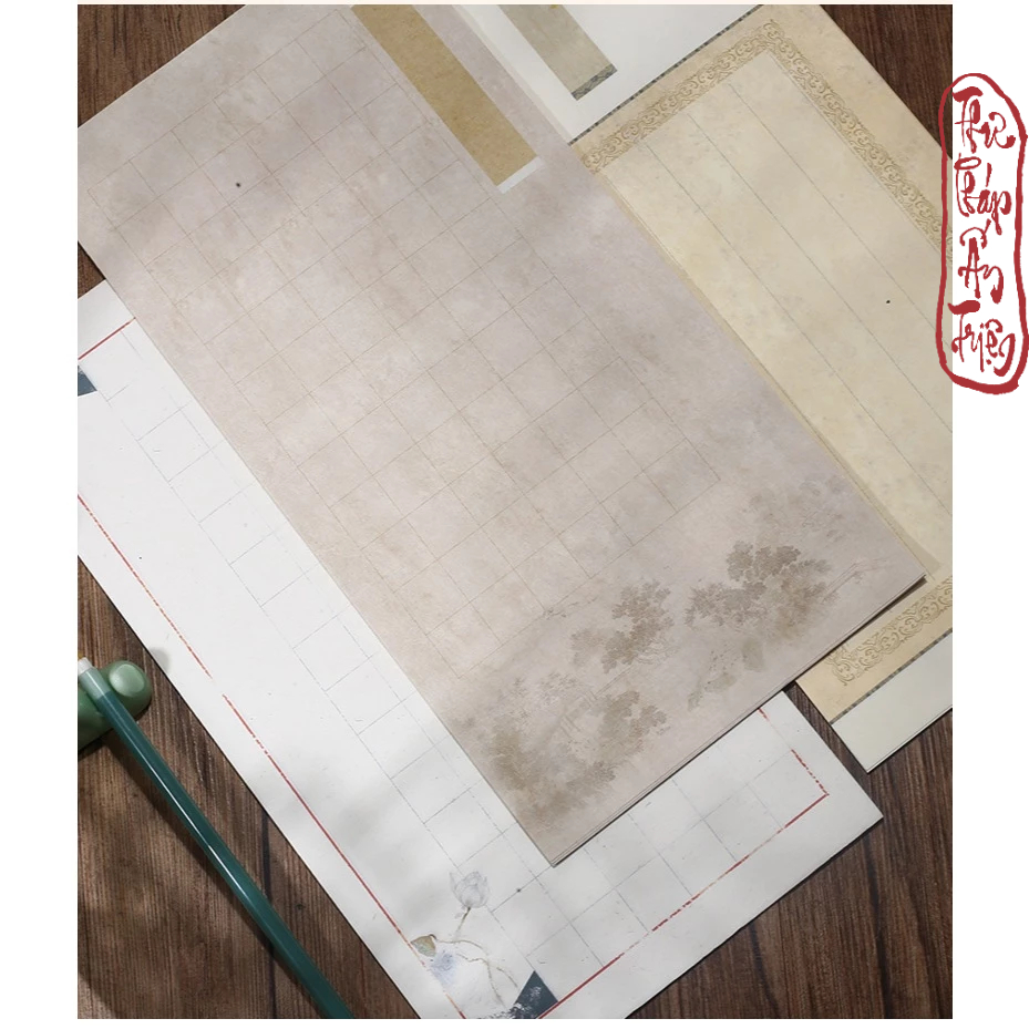14 Mẫu Giấy Xuyến Chỉ Kẻ Ô Quốc Phong Toàn Đồ Viết Chữ Thư Pháp Cổ Phong Bán Sinh Bán Thục Xuyến