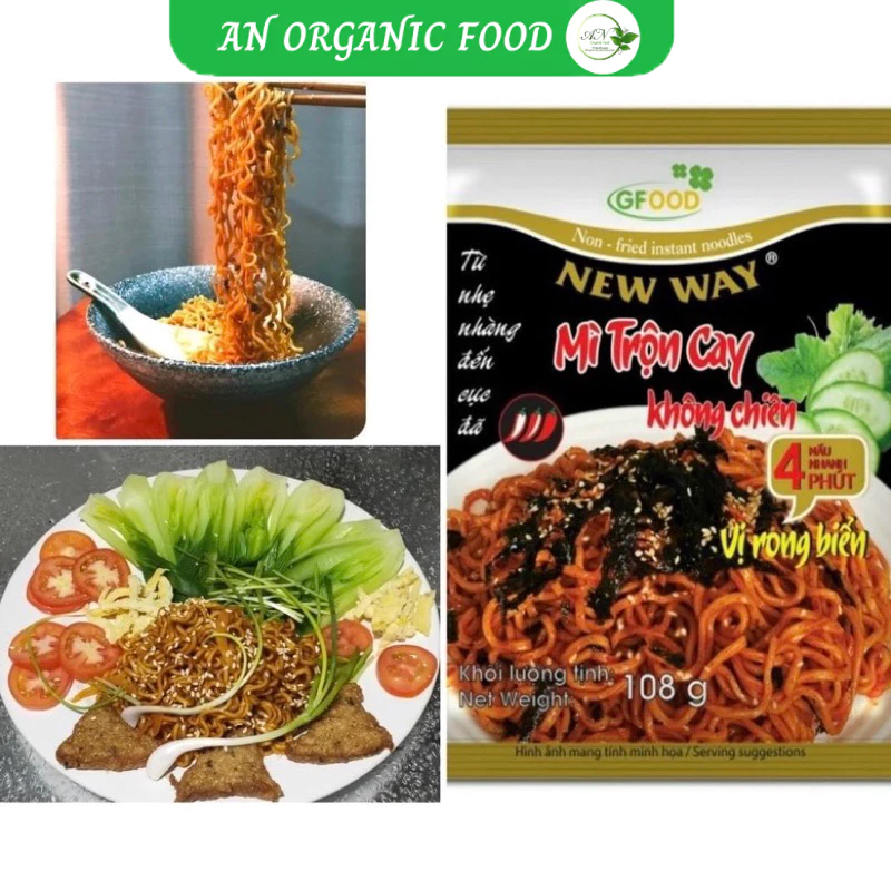 Mì trộn rong biển cay không chiên, mì rong biển, mì udon rong biển, mì ...