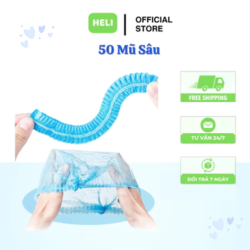 Mũ chùm đầu y tế (Bịch 50 Cái) nón còn sâu chùm đầu, mũ y tế, chất liệu giầy dặn,dùng cho y tế, Spa - loki care