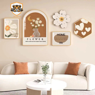 (I13)Set 5 Tranh Treo Tường Đồng Hồ Decor Phòng Khách Chất Liệu Tráng Gương Cao Cấp HỔ DECOR - TRANH ĐỒNG HỒ CAO CẤP