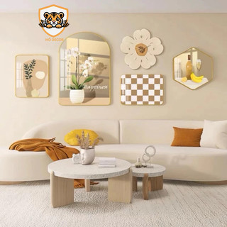 (I13)Set 5 Tranh Treo Tường Đồng Hồ Decor Phòng Khách Chất Liệu Tráng Gương Cao Cấp HỔ DECOR - TRANH ĐỒNG HỒ CAO CẤP