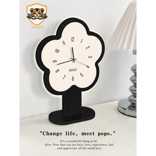 Đồng hồ Popo hình bông hoa để bàn, đồng hồ decor đẹp sáng tạo