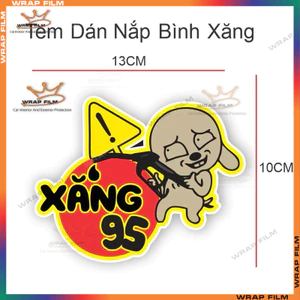 Tem dán nắp bình xăng, bình dầu - Tem PVC 3 lớp cao cấp không thấm nước, chống phai màu