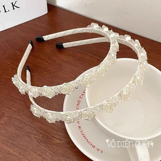 Băng đô cài tóc hoa hồng hòa trà nàng thơ phong cách thanh lịch bánh bèo thời trang Hàn Quốc cô dâu phù dâu cho nữ