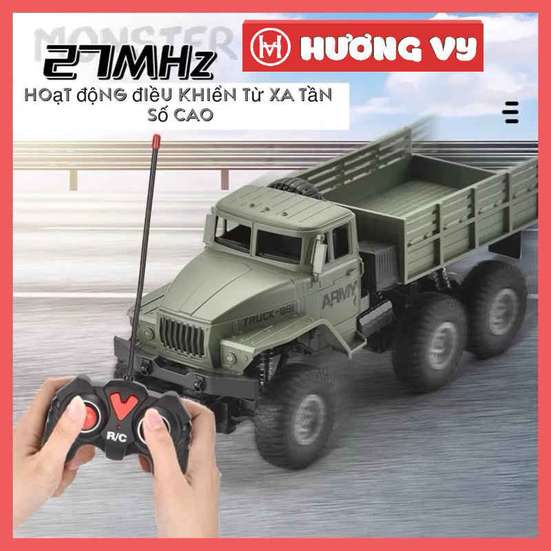 Xe tải quân sự - Xe đồ chơi điều khiển từ xa 4 chiều (RC), 2 cầu sau ...