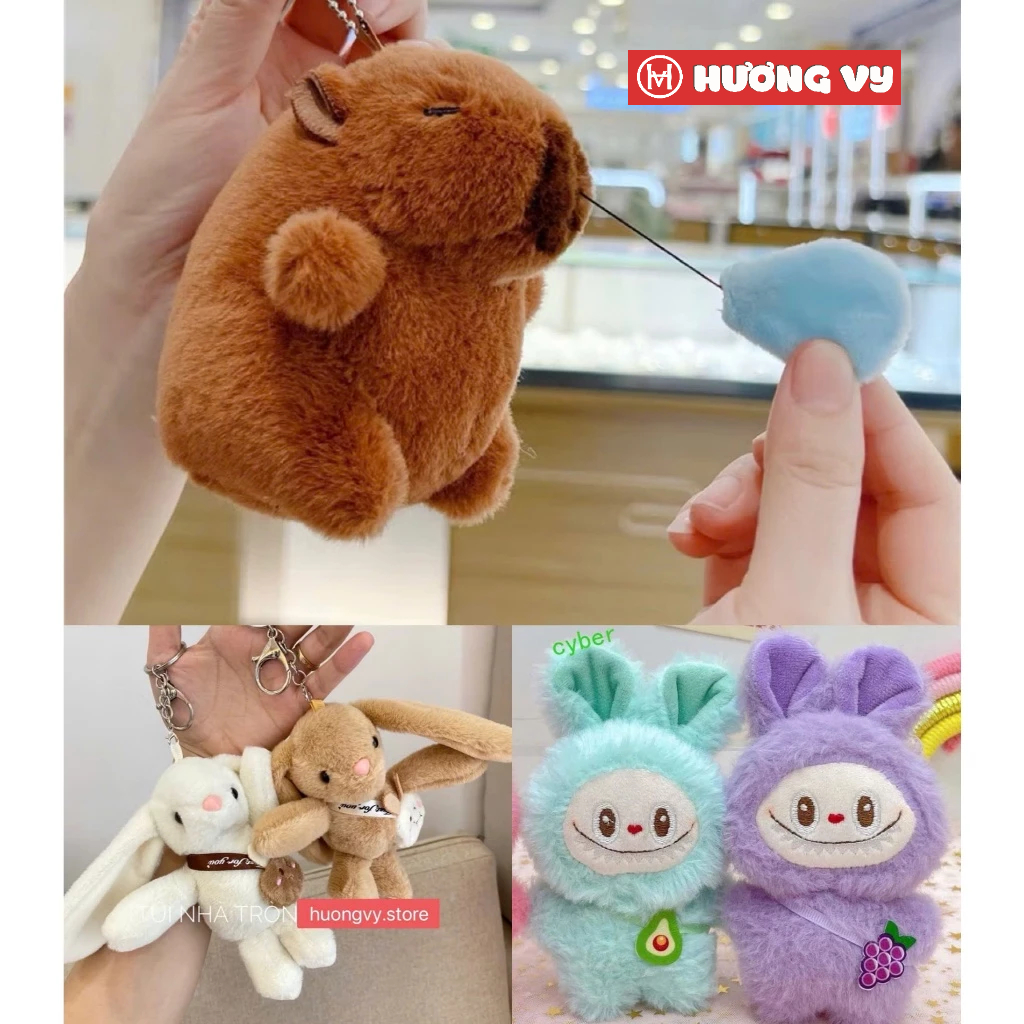 Móc khoá capybara, labubu, thỏ tai dài,... gấu bông ngộ nghĩnh nhiều ...