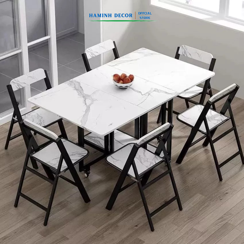 Xưởng sản xuất bàn ăn gấp gọn lắp sẵn MDF lõi xanh chống nước, chống cong vênh khung thép sơn tĩnh điện -  HM608