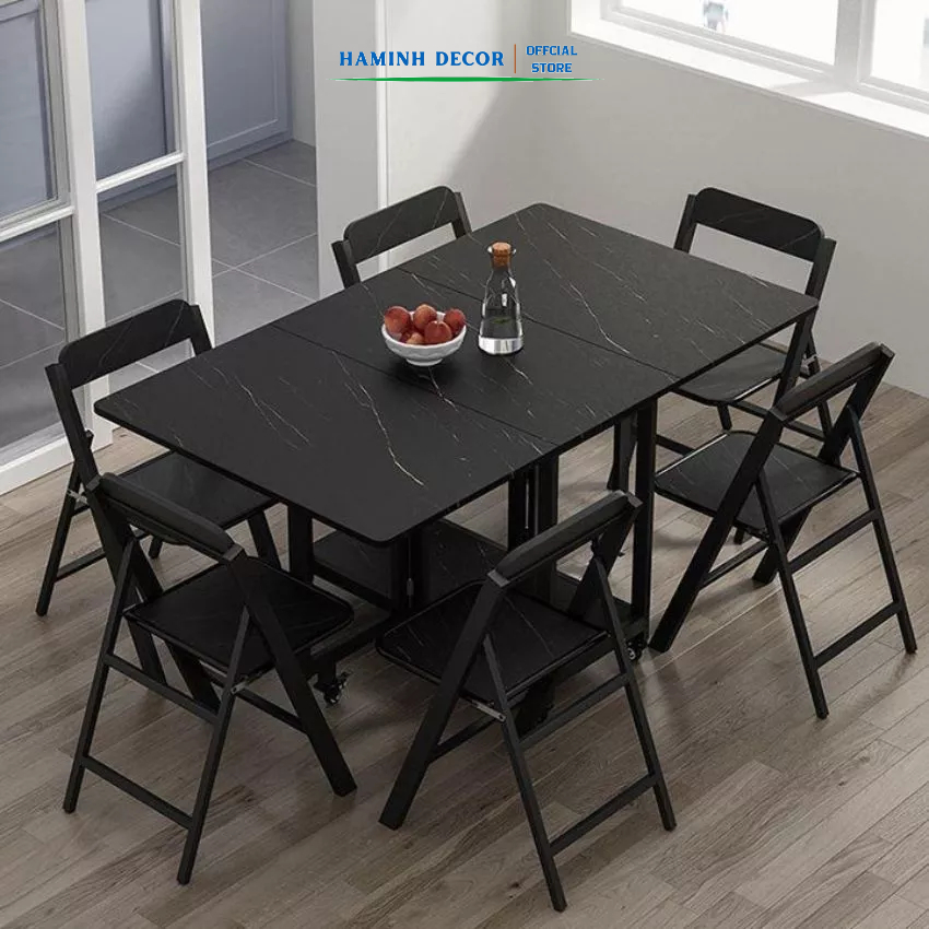 Xưởng sản xuất bàn ăn gấp gọn lắp sẵn MDF lõi xanh chống nước, chống cong vênh khung thép sơn tĩnh điện -  HM608