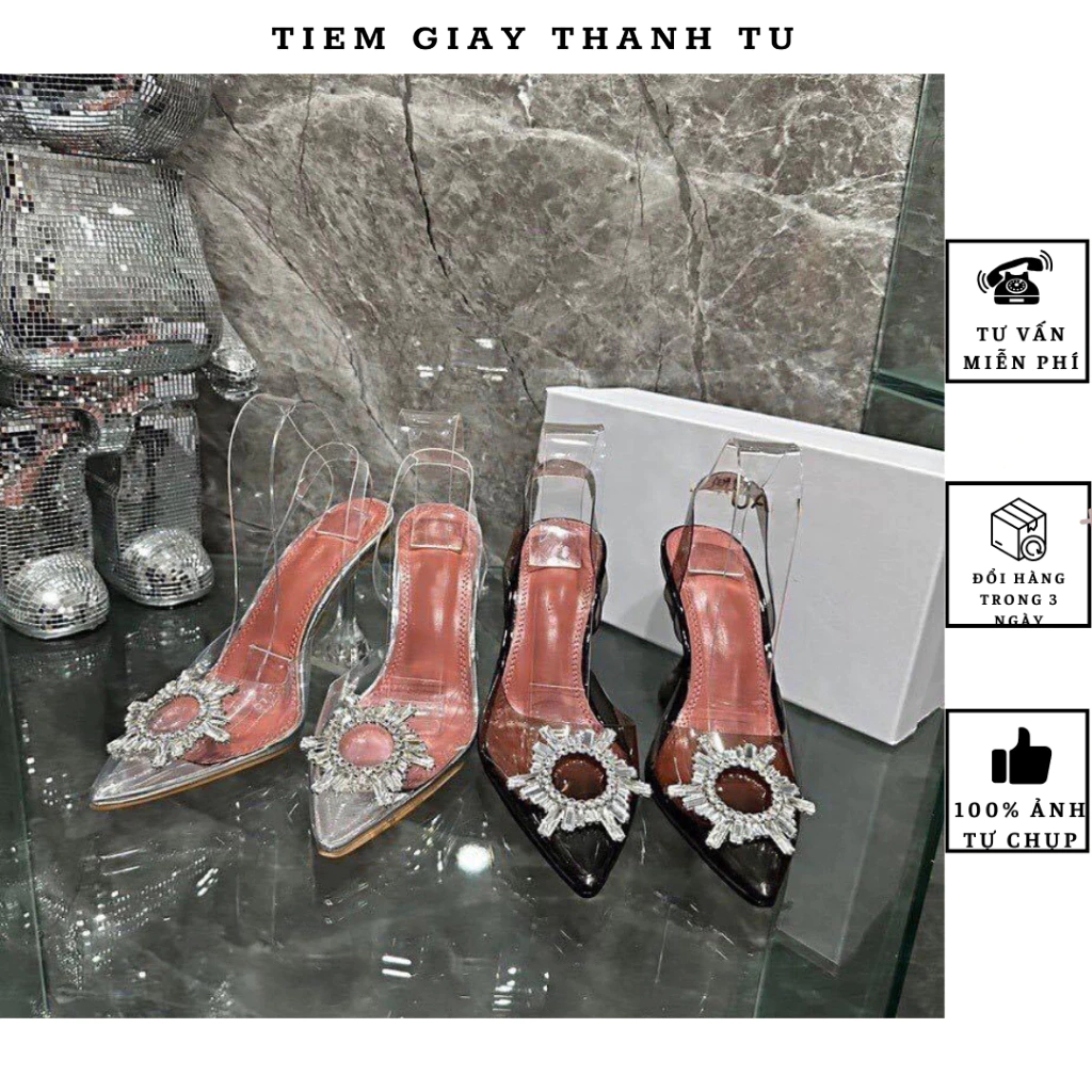 (1680-1)Sandal đá mặt trời lót hồng mica trong full màu hàng super full box gót cao 9-10cm