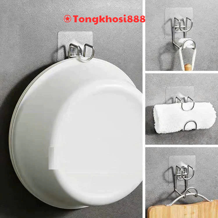 PVN16338 Móc dán tường treo vật dụng, chậu thau rổ chịu lực tốt T888 ...