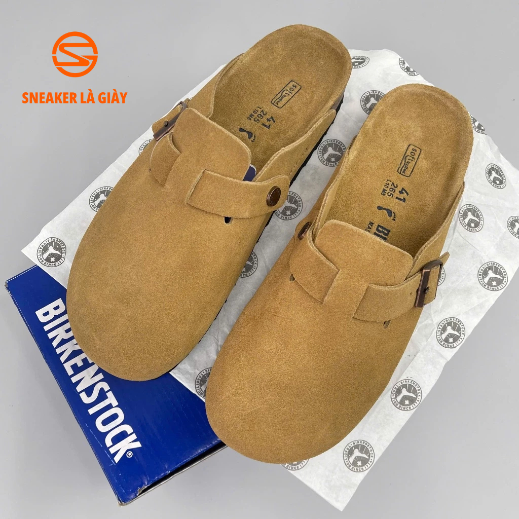 Dép Birkenstock Boston Soft Footbed Mink Màu Nâu Vàng BẢN - Main Image