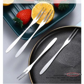 Combo 10 Nĩa Nhỏ 2 Răng Inox 304 - Hoàn Hảo Cho Trái Cây, Bánh và Mứt
