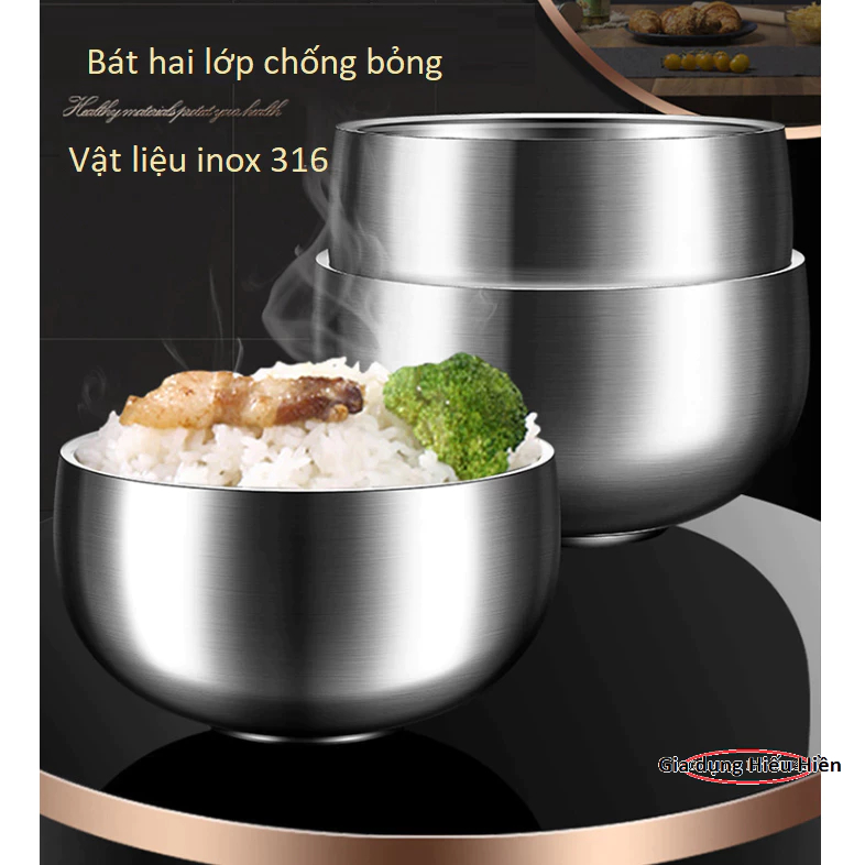 INOX 316L Bát Ăn Cơm Hai Lớp Cách Nhiệt Chống Bỏng , Bát An Toàn Trẻ Em ...