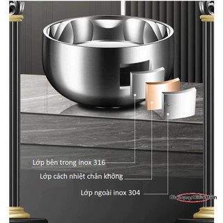 INOX 316L  Bát Ăn Cơm Hai Lớp Cách Nhiệt Chống Bỏng , Bát An Toàn Trẻ Em Người Gìa