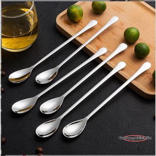 Thìa Đá Inox 304 Miệng Bầu - Set 10 Chiếc 20cm Vàng & Bạc, Khuấy Cà Phê, Chanh Đá Sinh Tố
