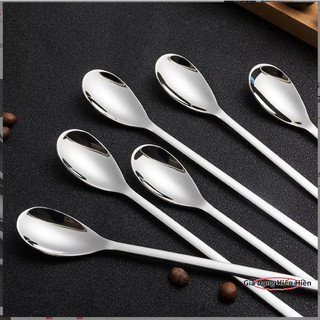Thìa Đá Inox 304 Miệng Bầu - Set 10 Chiếc 20cm Vàng & Bạc, Khuấy Cà Phê, Chanh Đá Sinh Tố