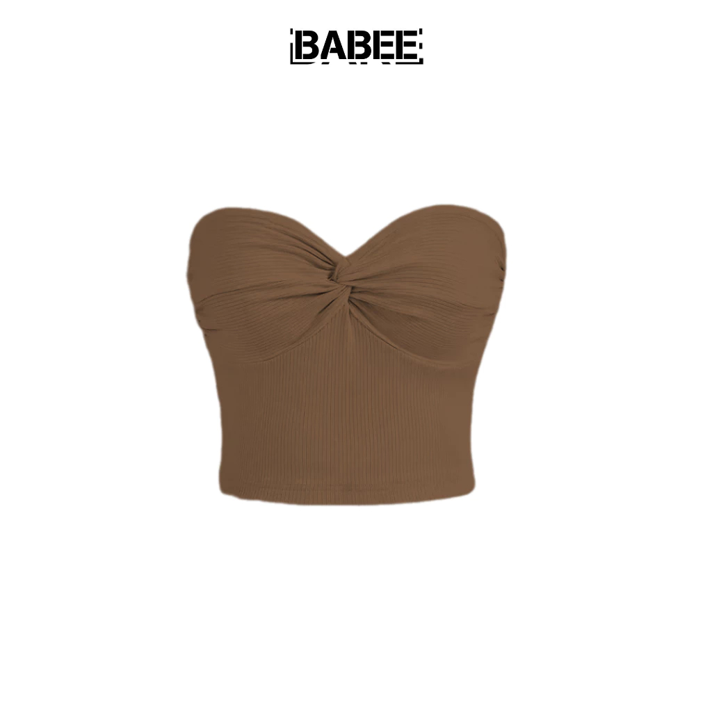 Áo Ống Nữ BABEE Xoắn Ngực Croptop Chất Thun Gân Ôm Body Phong Cách Cá Tính Gợi Cảm Quyến Rũ