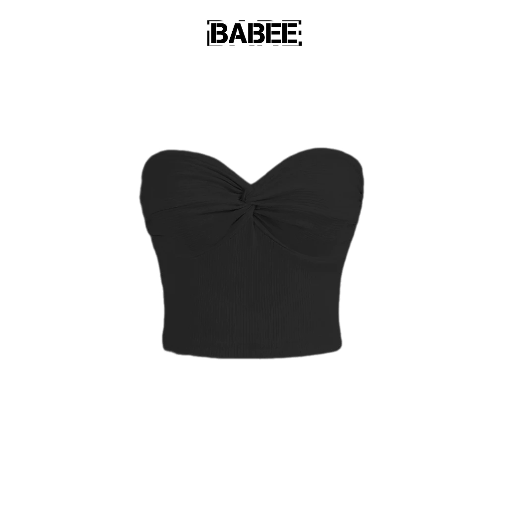 Áo Ống Nữ BABEE Xoắn Ngực Croptop Chất Thun Gân Ôm Body Phong Cách Cá Tính Gợi Cảm Quyến Rũ