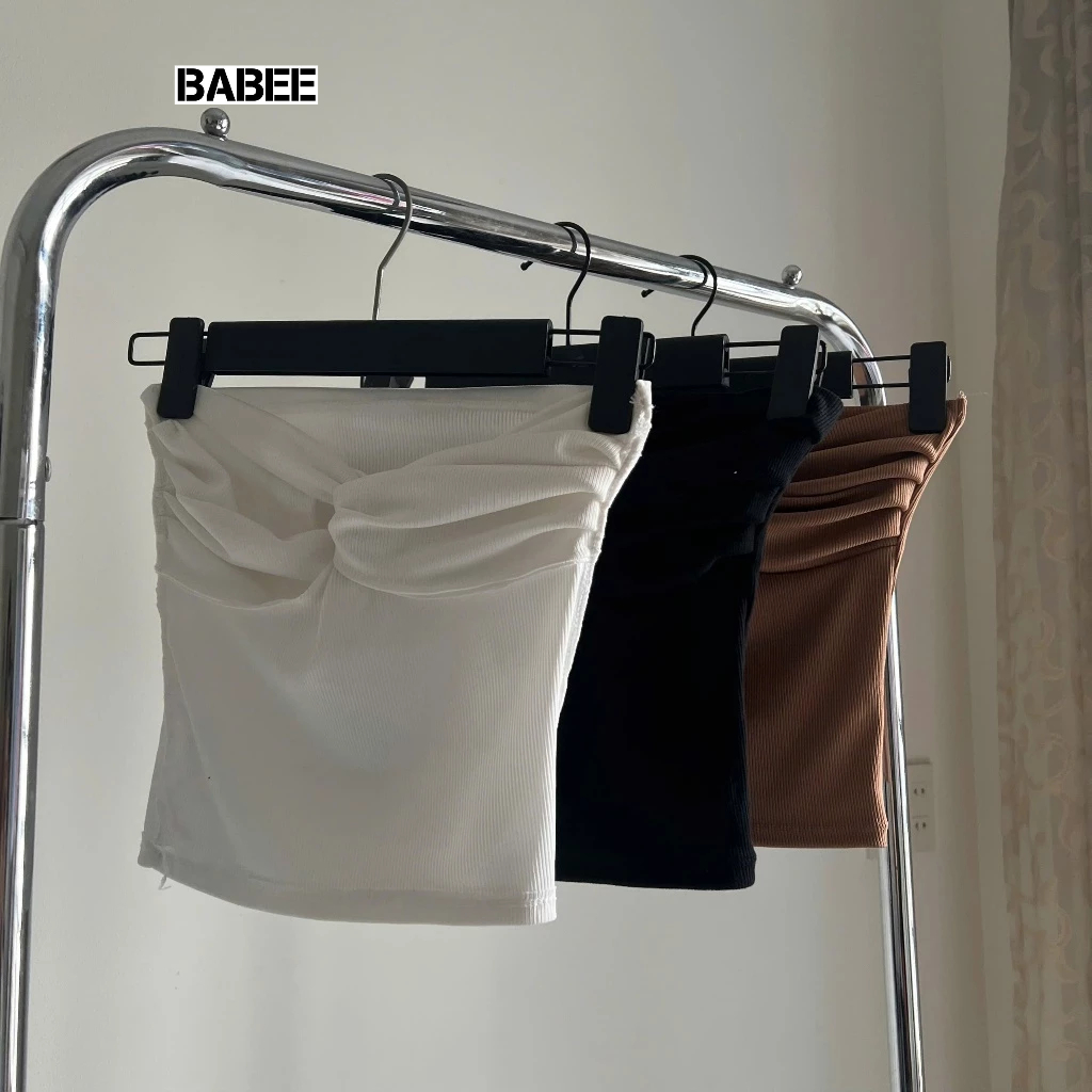 Áo Ống Nữ BABEE Xoắn Ngực Croptop Chất Thun Gân Ôm Body Phong Cách Cá Tính Gợi Cảm Quyến Rũ