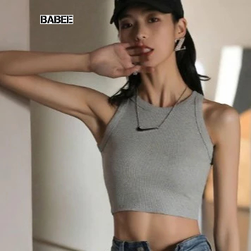 Áo Ba Lỗ Nữ BABEE Dáng Croptop Ôm Body Dễ Phối Đồ Nhiều Màu Chất Thun Co Dãn Mềm Mại Kiểu Basic