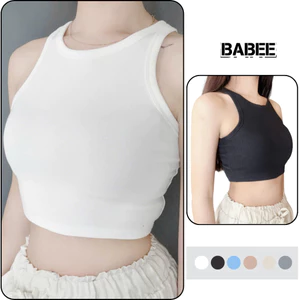 Áo Ba Lỗ Nữ BABEE Dáng Croptop Ôm Body Dễ Phối Đồ Nhiều Màu Chất Thun Co Dãn Mềm Mại Kiểu Basic