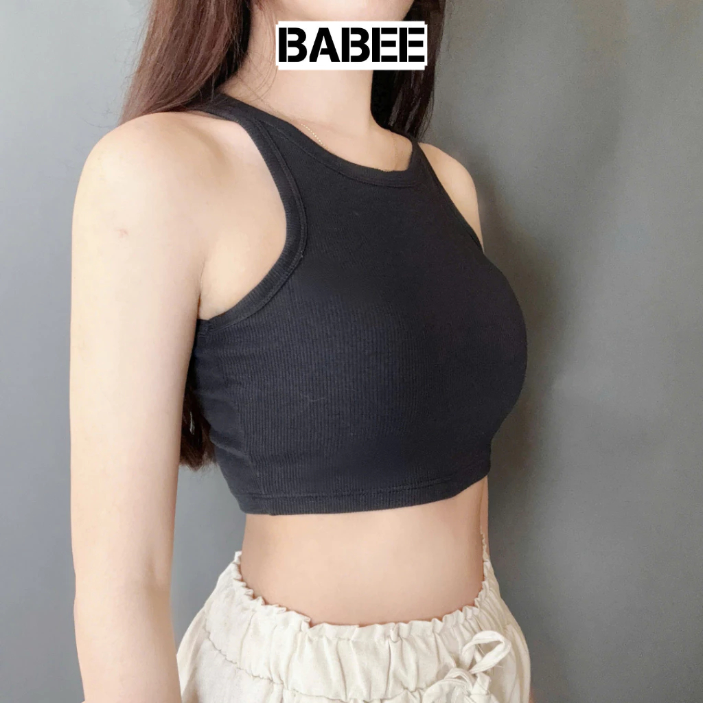 Áo Ba Lỗ Nữ BABEE Dáng Croptop Ôm Body Dễ Phối Đồ Nhiều Màu Chất Thun Co Dãn Mềm Mại Kiểu Basic