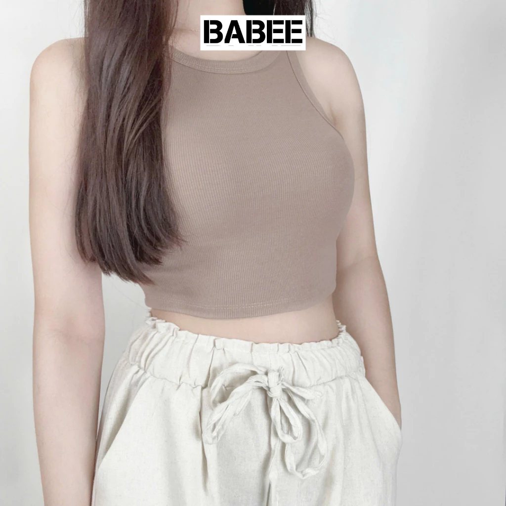 Áo Ba Lỗ Nữ BABEE Dáng Croptop Ôm Body Dễ Phối Đồ Nhiều Màu Chất Thun Co Dãn Mềm Mại Kiểu Basic