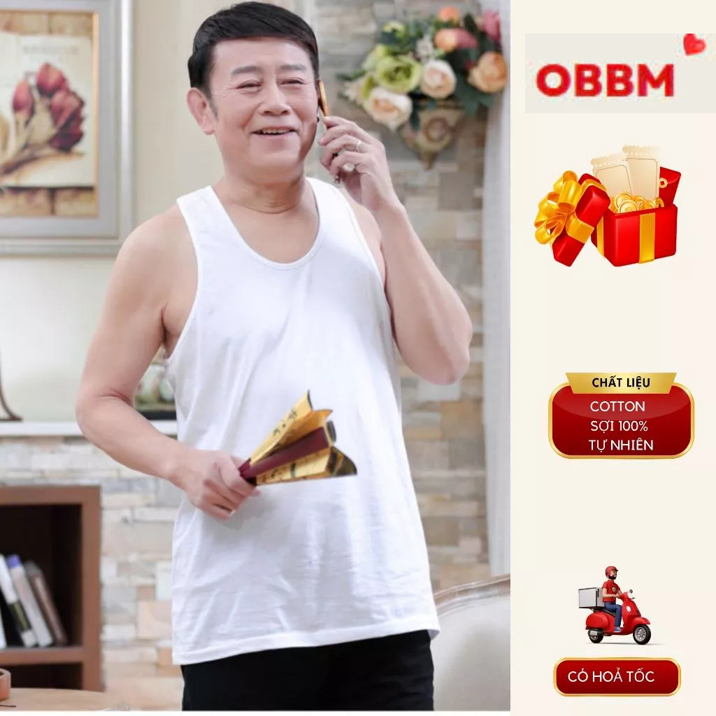 Áo ba lỗ nam trung niên cotton 100% mềm mát co giãn 4 chiều tặng bố tặng ông (45-82kg)