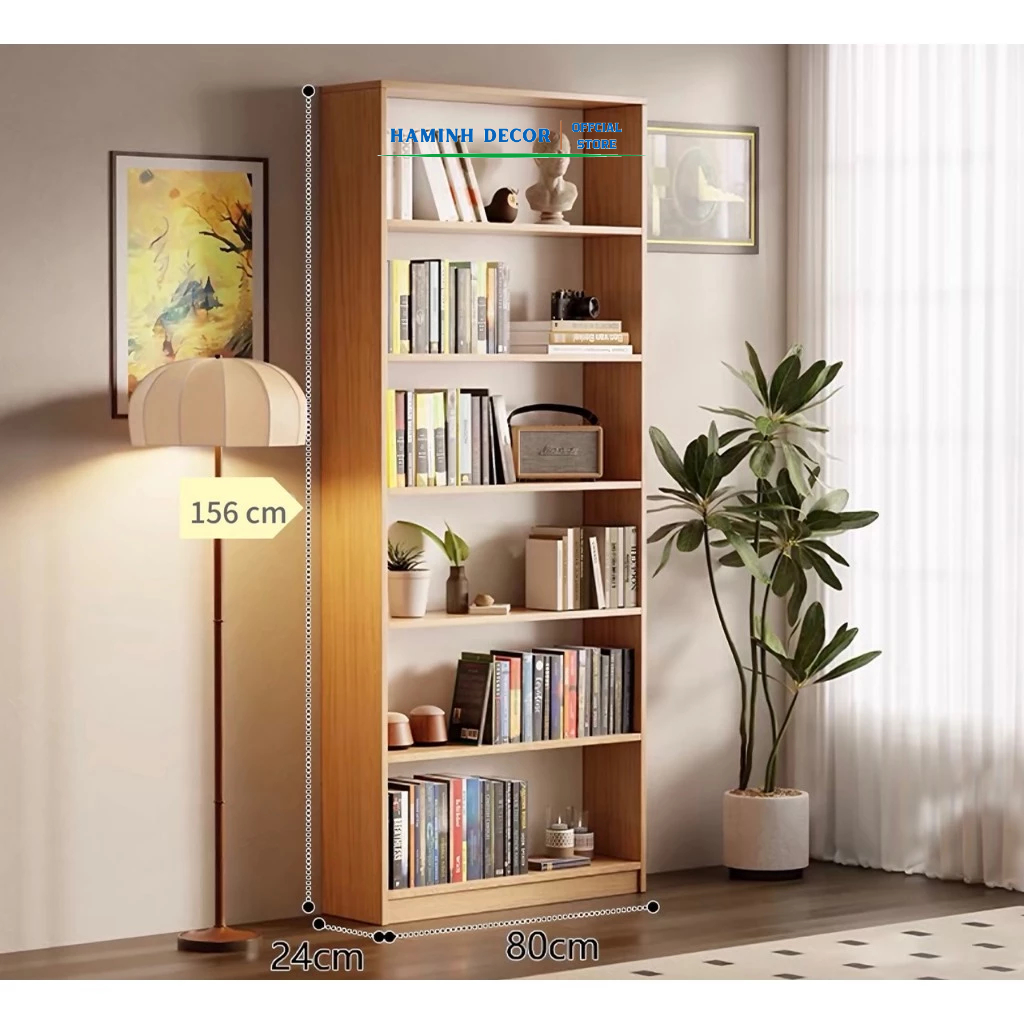 Kệ sách gỗ MDF phủ melamin cao cấp, kệ sách decor phòng làm việc, văn phòng - HM250