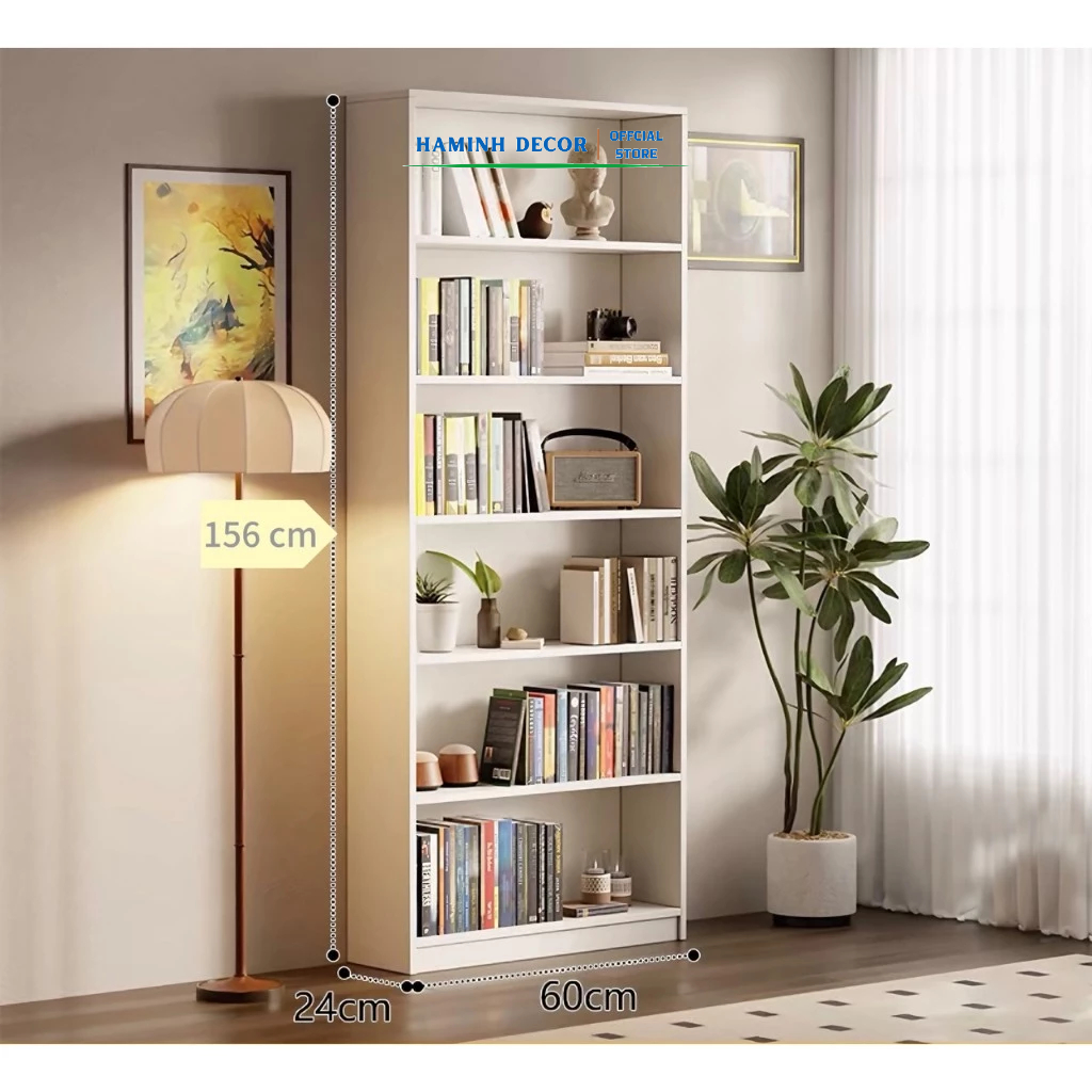 Kệ sách gỗ MDF phủ melamin cao cấp, kệ sách decor phòng làm việc, văn phòng - HM250