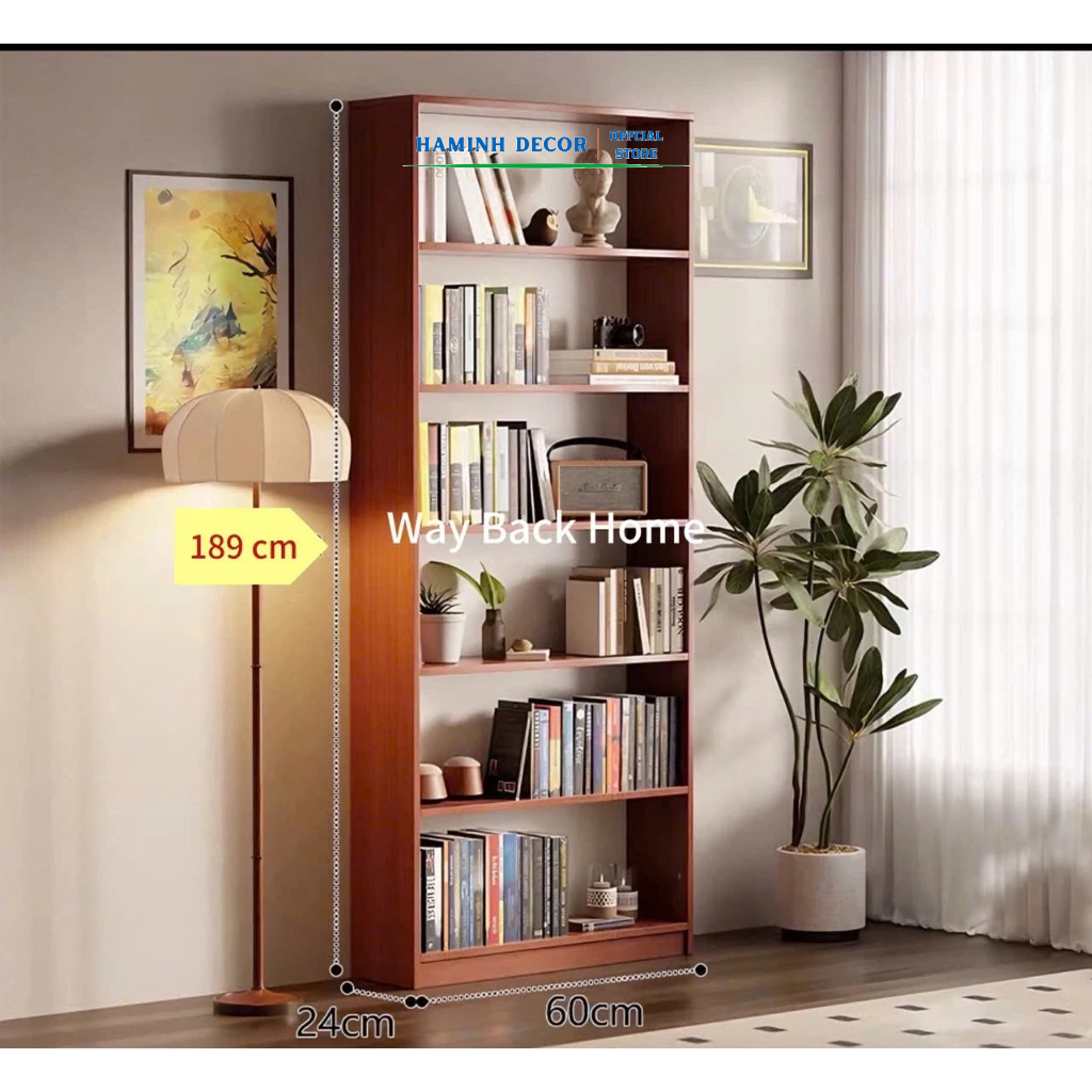 Kệ sách gỗ MDF phủ melamin cao cấp, kệ sách decor phòng làm việc, văn phòng - HM250