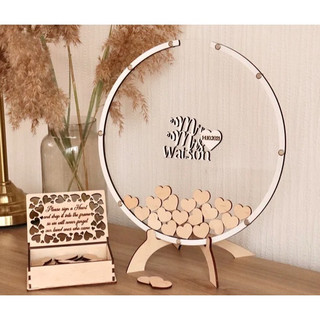 Tranh Ký Tên Đám Cưới hình tròn – Guestbook Wedding – Khắc Tên Theo Yêu Cầu