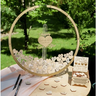 Tranh Ký Tên Đám Cưới hình tròn – Guestbook Wedding – Khắc Tên Theo Yêu Cầu