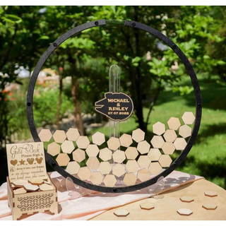 Tranh Ký Tên Đám Cưới hình tròn – Guestbook Wedding – Khắc Tên Theo Yêu Cầu