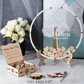 Tranh Ký Tên Đám Cưới hình tròn – Guestbook Wedding – Khắc Tên Theo Yêu Cầu