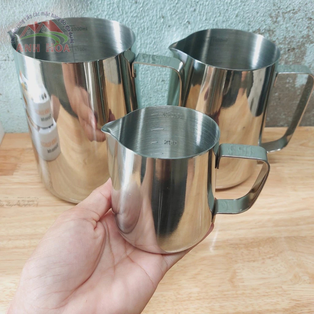 Ca inox không nắp có vạch chia định lượng 350ml 550ml 900ml 1400ml ...