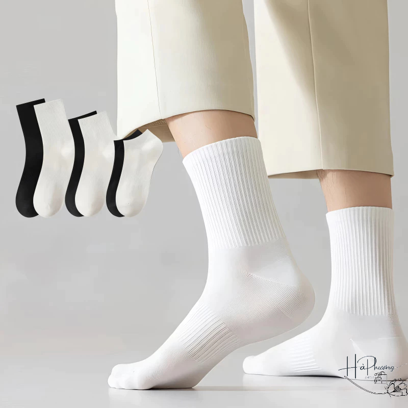 Tất Vớ Nam Nữ Thoáng Khí Co Giãn Phong Cách Nhật Bản, Tất Cao Cổ Gân Nhỏ Cotton T3CT