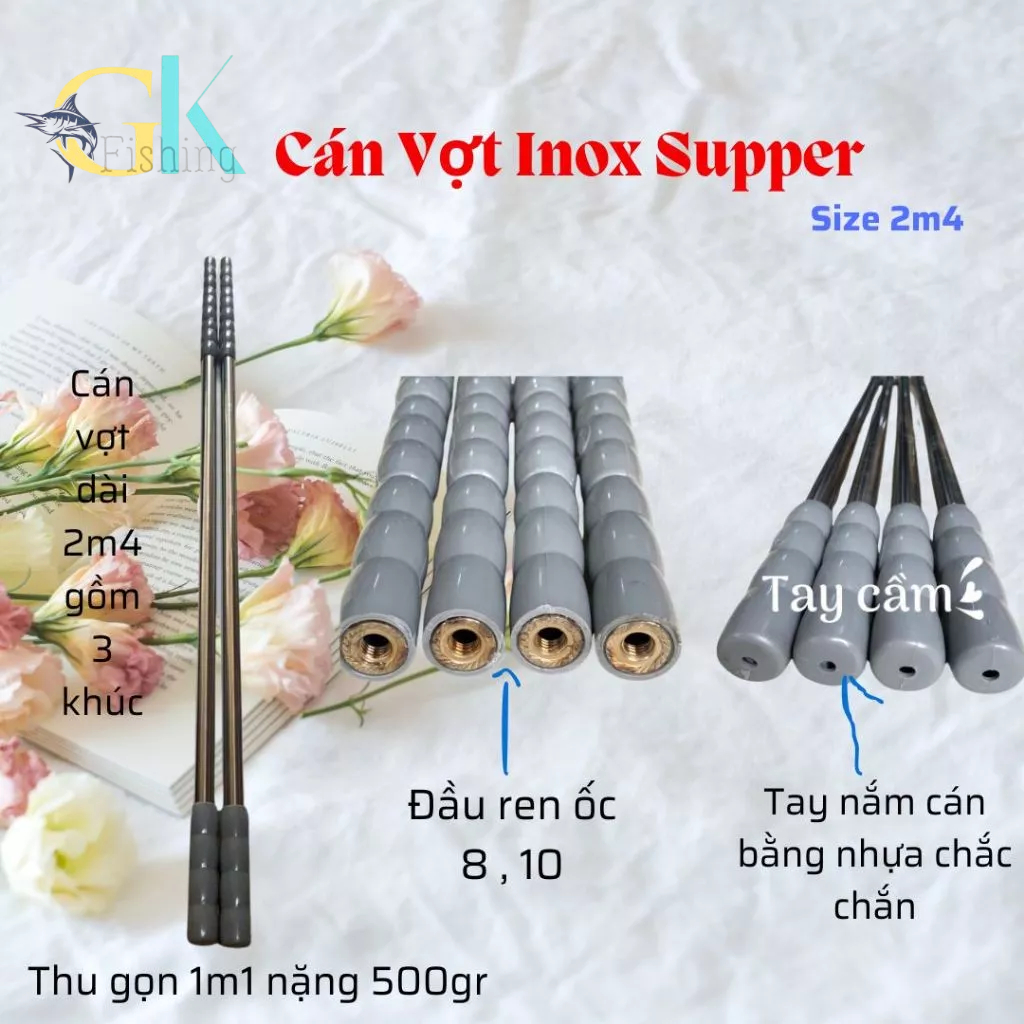 Cán vợt Inox Super khỏe, cứng cáp size 2m4 (ốc 8 và ốc 10) | Shopee ...