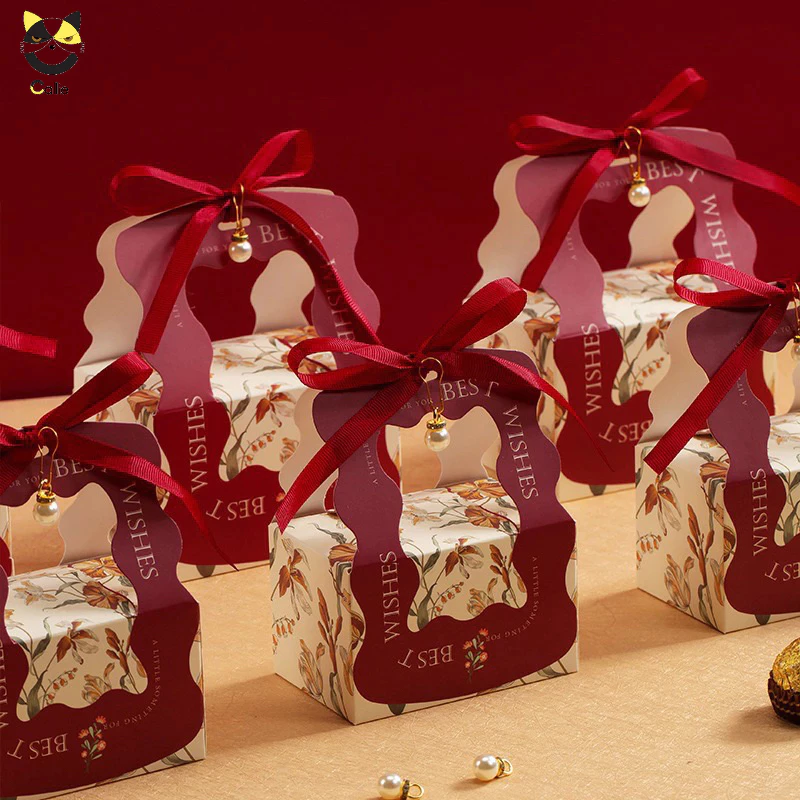 Túi hộp quà cưới, bánh kẹo, socola, son LaDy Hộp quà Vintage kèm ruy băng hộp đựng bánh quà tặng tru