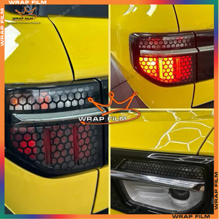 Decal trang trí ô tô hình tổ ong dán đèn Vinfast VF3- tem in trong 3 lớp không thấm nước không phai màu