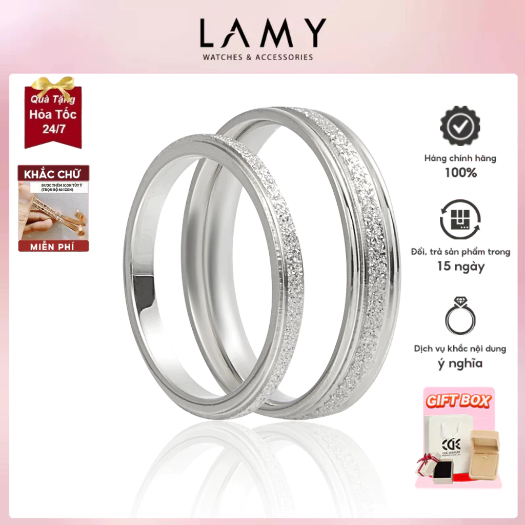 Ảnh Nhẫn cặp đôi CDE Milgrain Silver Ring CDE8003SV & CDE8004SV 1