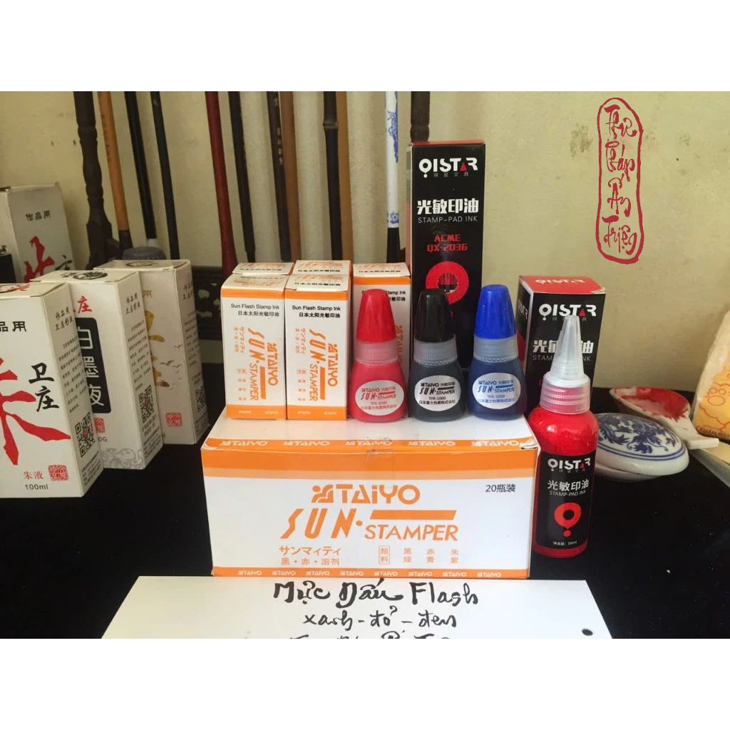 1 Lọ 50ml Mực Dấu Flash Mực Thẩm Thấu Liền Mực Taiyo Xanh Đỏ Đen