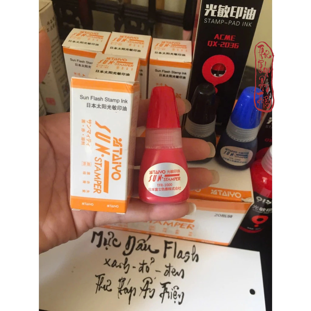 1 Lọ 50ml Mực Dấu Flash Mực Thẩm Thấu Liền Mực Taiyo Xanh Đỏ Đen