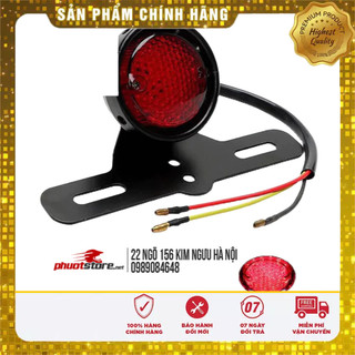 Đèn hậu độ xe máy tổ ong viền sắt có pad biển số chất liệu thép sơn tĩnh điện classic cafe racer