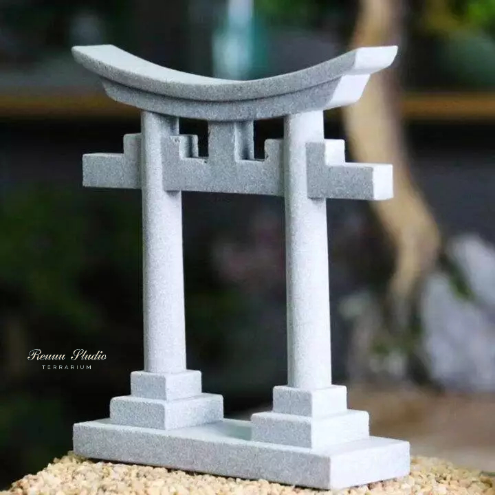 Cổng mô hình Tori làm bằng đá sa thạch cao 7,5cm chơi tiểu cảnh,terrarium, mô hình