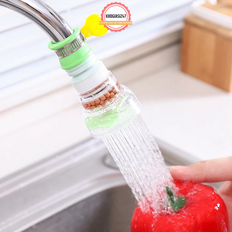 Đầu Lọc Vòi Nước Tăng Áp 360 độ Kéo Dài, Vòi tăng áp lực nước rửa chén bát có khóa cổ dê, cánh quạt#