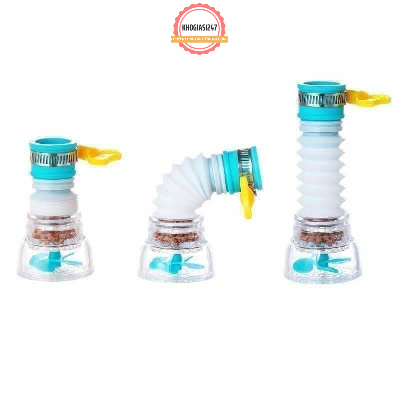 Đầu Lọc Vòi Nước Tăng Áp 360 độ Kéo Dài, Vòi tăng áp lực nước rửa chén bát có khóa cổ dê, cánh quạt#