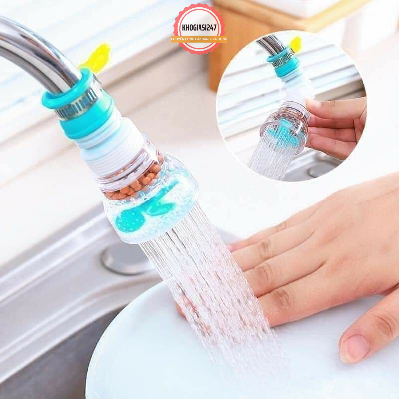 Đầu Lọc Vòi Nước Tăng Áp 360 độ Kéo Dài, Vòi tăng áp lực nước rửa chén bát có khóa cổ dê, cánh quạt#