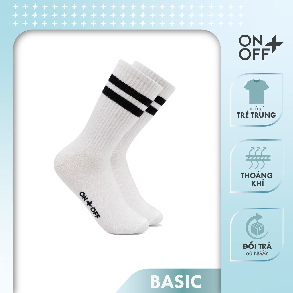 Ảnh Tất thể thao cao cổ Genz Unisex ONOFF 2 sọc ngang sneaker - 15AR23A115 1