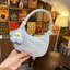 Túi Mini Kẹp Nách Cầm Tay Da Nhung 2 Hạt Ngọc Tặng Kèm Bông Hoa Size 14cm Xinh Xắn Cho Bé Yêu